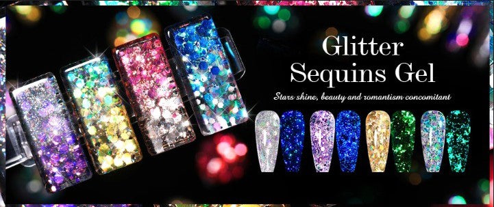 Gel Nail Polish, gel polish,  gel color, gel colour, glitter, sequins gel