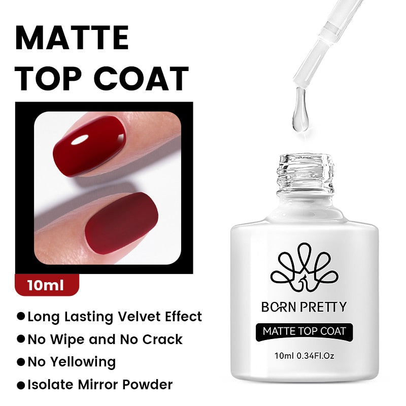 Gel Nail Polish, Matte Top Coat, 10ml, Born Pretty