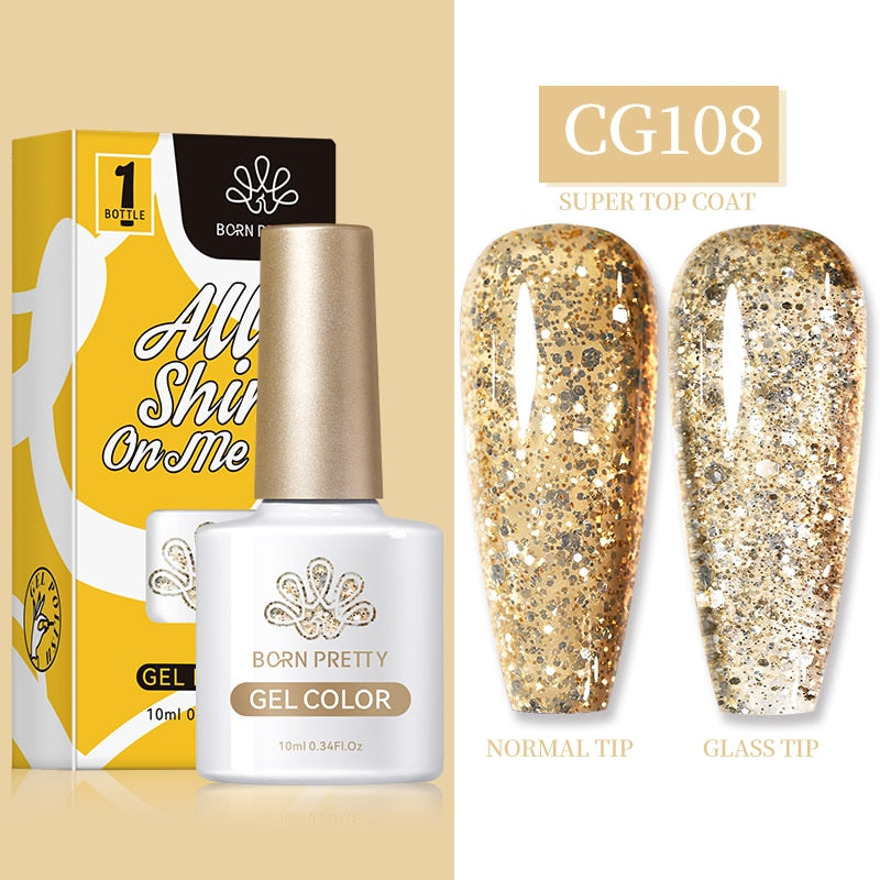 Gel Nail Polish, gel polish,  gel color, gel colour, cg108, gold, glitter, sequins gel