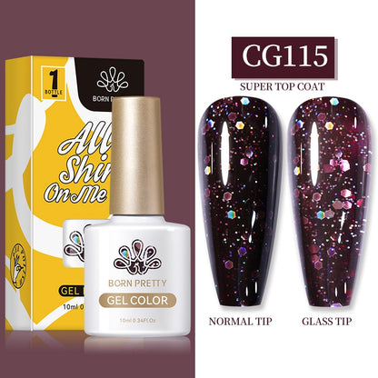 Gel Nail Polish, gel polish,  gel color, gel colour, cg115, black, purple, glitter, sequins gelalck