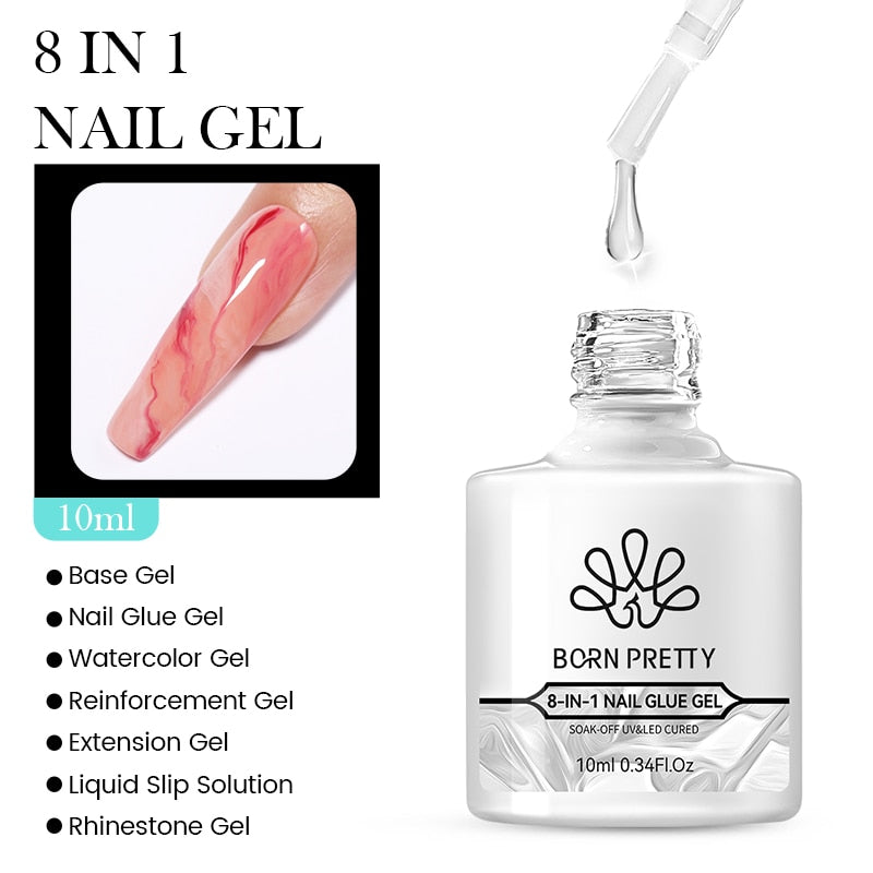 Gel Nail Polish, 8 in 1 Nail Gel, Nail Glue Gel, 10ml, Born Pretty