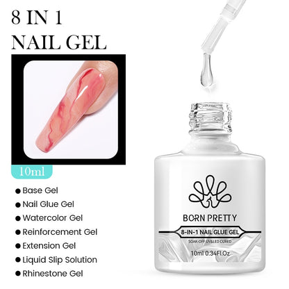 Gel Nail Polish, 8 in 1 Nail Gel, Nail Glue Gel, 10ml, Born Pretty