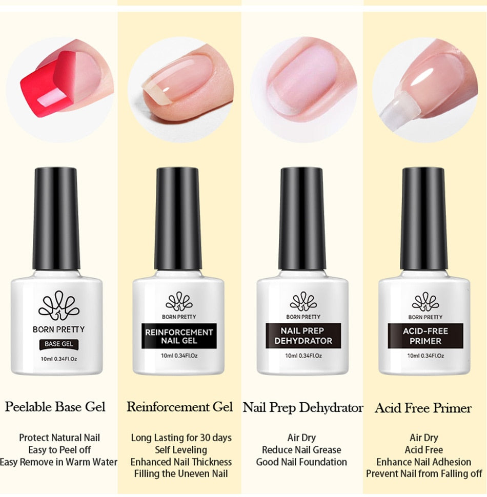 Gel Nail Polish, gel polish,  gel color, gel colour, Peelable base gel, reinforcement gel, nail prep dehydrator, Acid free primer 