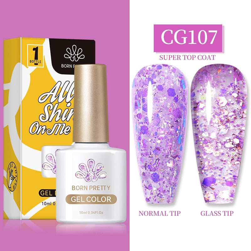 Gel Nail Polish, gel polish,  gel color, gel colour, cg107, purple, pink , glitter, sequins gel