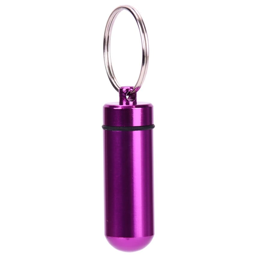 Keychain Pill Holder, keys, purple