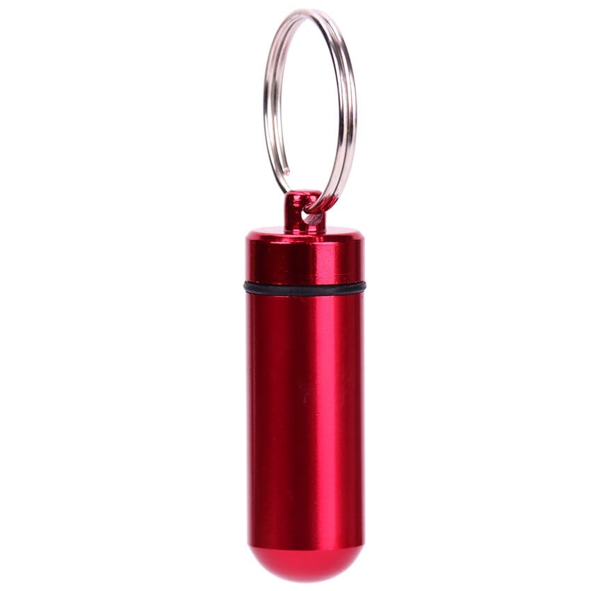 Keychain Pill Holder, keys, red