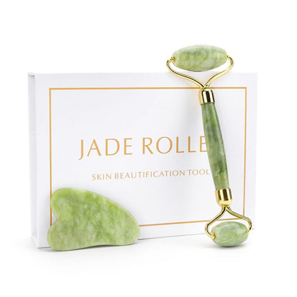 Jade Roller & Gua Sha Set , gua sha roller, jade roller and gua sha, face roller, jade roller, green, light green