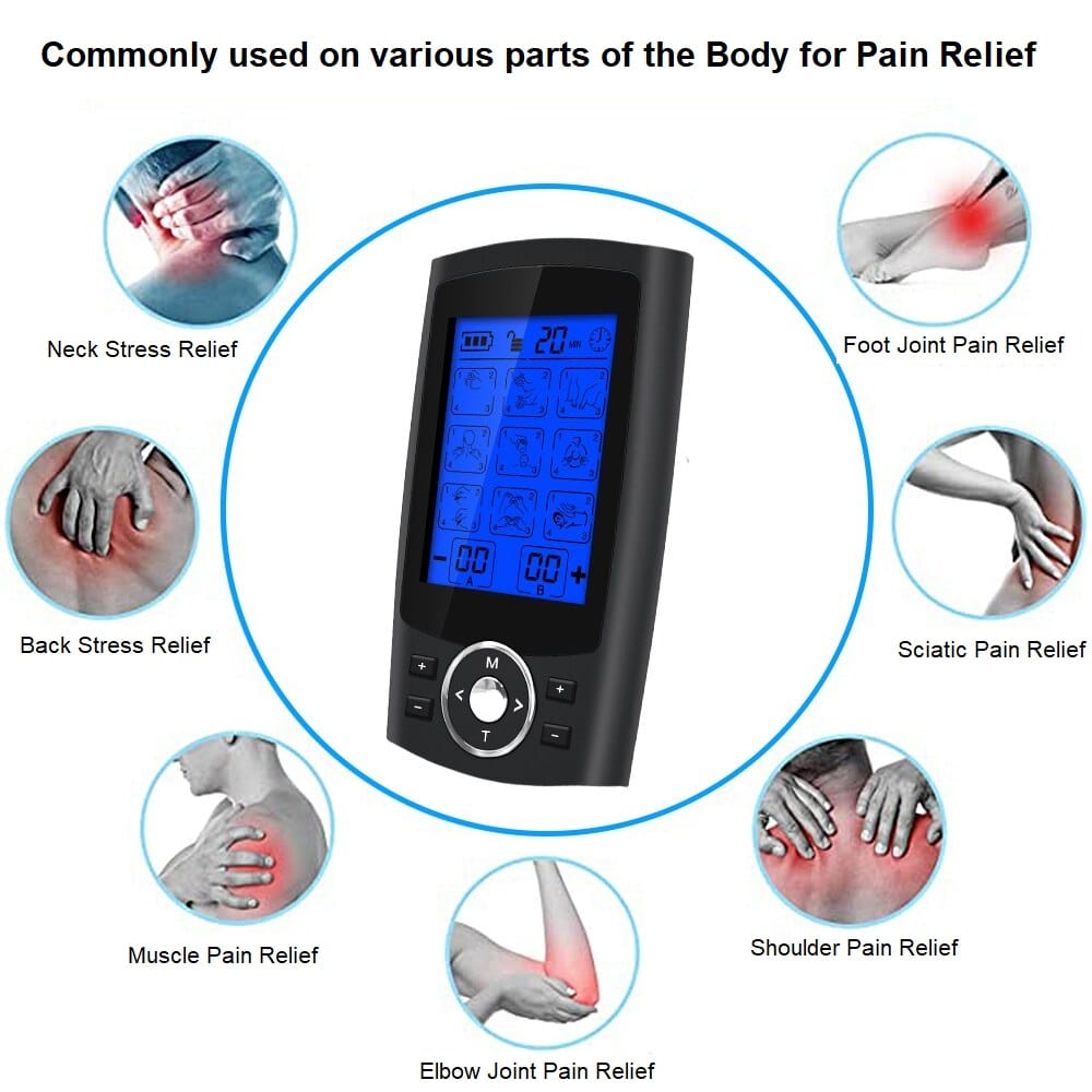 Rechargeable Tens Unit Muscle Stimulator EMS Dual Channel with 4 Pairs  Reusable Electrode Pads 16 Modes for Back Neck Pain Muscle Therapy Pain  Management Pulse Massager 